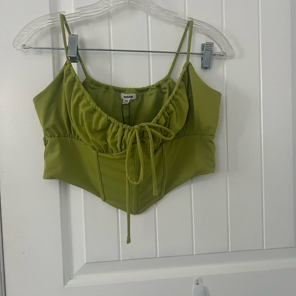 Cropped green corset tank top